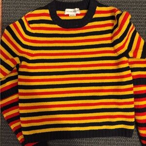 Victoria Beckham Crewneck Sweater - Bold Red, Yellow, Black Stripes